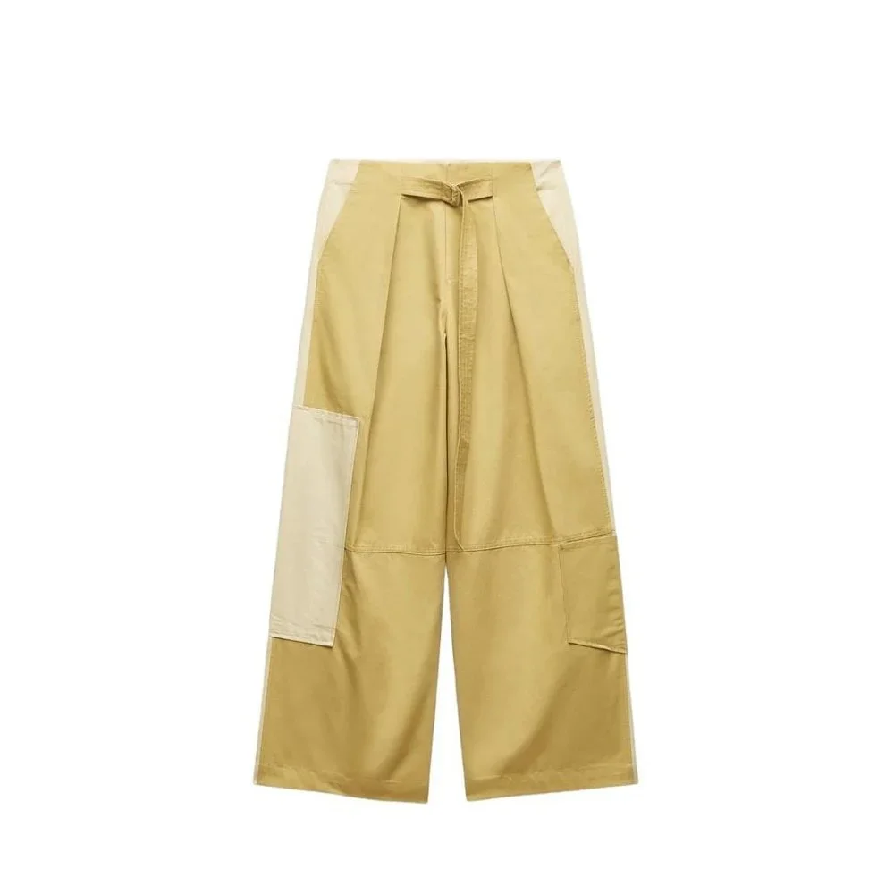 ZARA CARROT FIT TROUSERS WITH POCKETS OLIVE GREEN SIZE XL | 7385/424